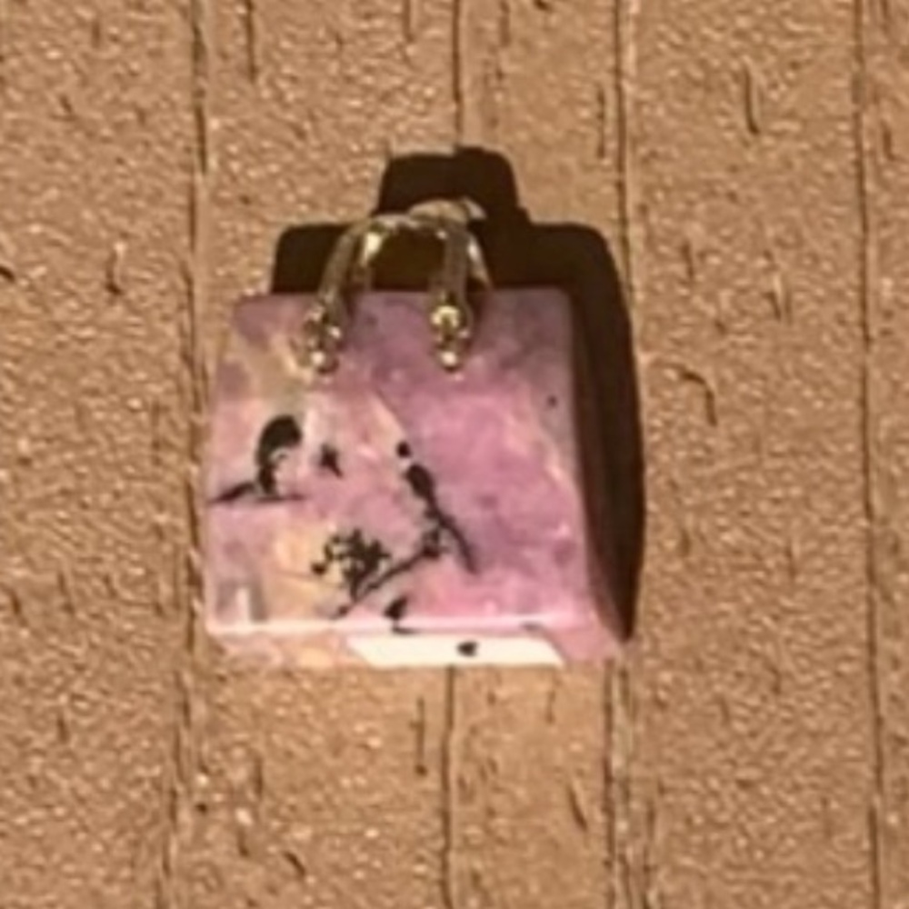 🆕RHODONITE JASPER GENUINE NATURAL STONE QUARTZ CARVED PURSE BAG TOTE CHARM #1